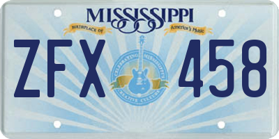 MS license plate ZFX458