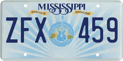 MS license plate ZFX459