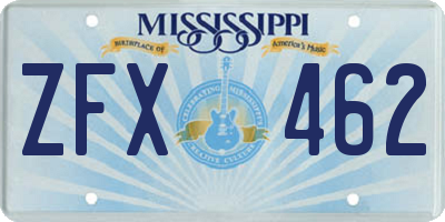 MS license plate ZFX462
