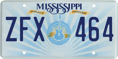 MS license plate ZFX464