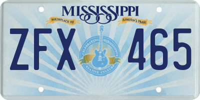 MS license plate ZFX465
