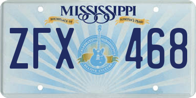 MS license plate ZFX468