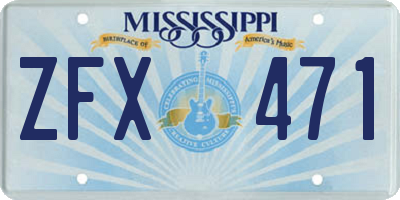 MS license plate ZFX471