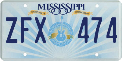 MS license plate ZFX474