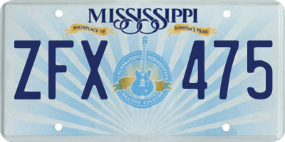 MS license plate ZFX475