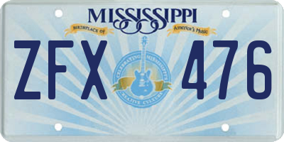 MS license plate ZFX476