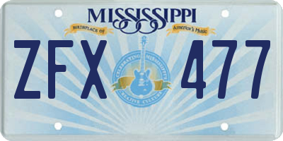 MS license plate ZFX477
