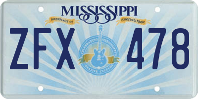 MS license plate ZFX478