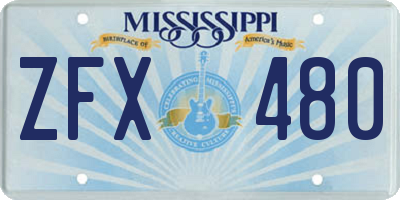 MS license plate ZFX480