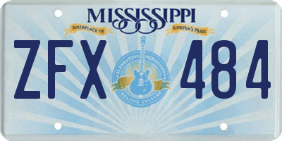 MS license plate ZFX484