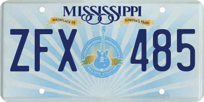 MS license plate ZFX485