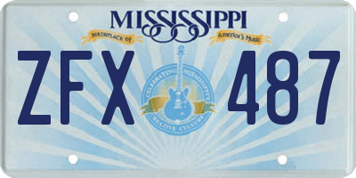 MS license plate ZFX487