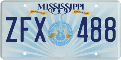 MS license plate ZFX488