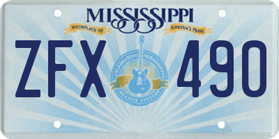 MS license plate ZFX490