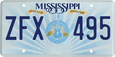 MS license plate ZFX495