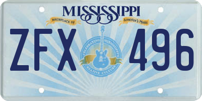 MS license plate ZFX496