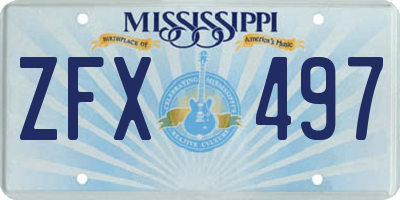 MS license plate ZFX497