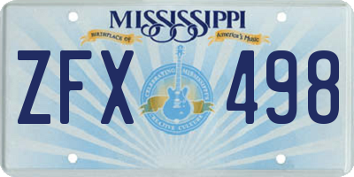 MS license plate ZFX498