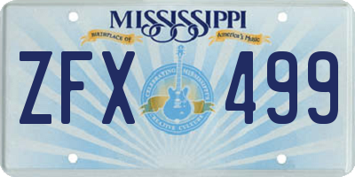 MS license plate ZFX499