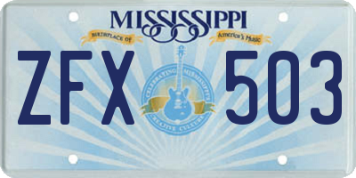 MS license plate ZFX503