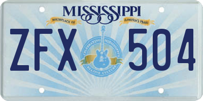 MS license plate ZFX504