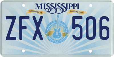 MS license plate ZFX506