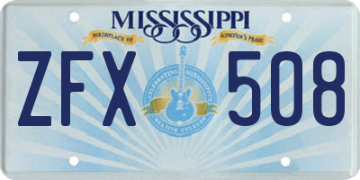 MS license plate ZFX508