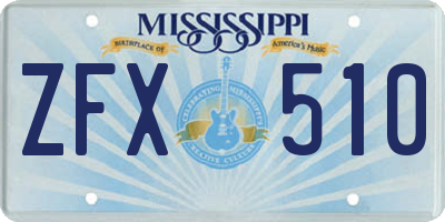MS license plate ZFX510