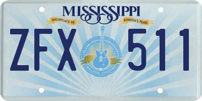 MS license plate ZFX511