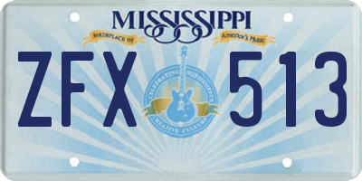 MS license plate ZFX513