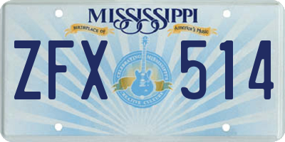 MS license plate ZFX514