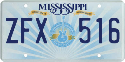 MS license plate ZFX516