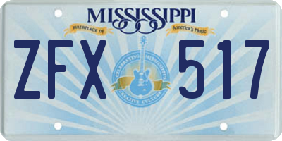 MS license plate ZFX517