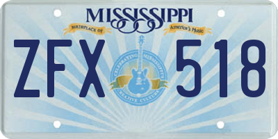 MS license plate ZFX518