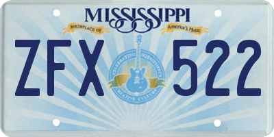 MS license plate ZFX522