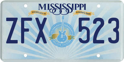 MS license plate ZFX523