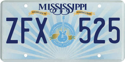 MS license plate ZFX525