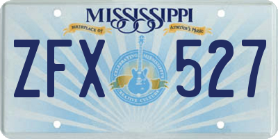 MS license plate ZFX527
