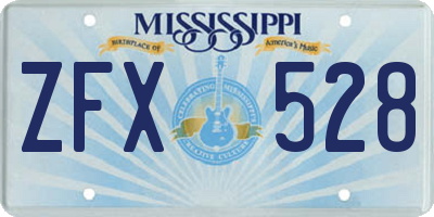 MS license plate ZFX528