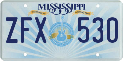 MS license plate ZFX530