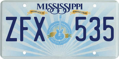 MS license plate ZFX535