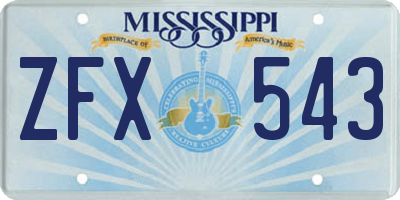 MS license plate ZFX543