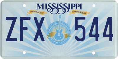 MS license plate ZFX544