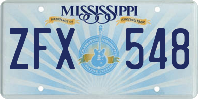 MS license plate ZFX548