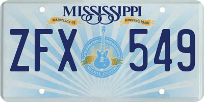 MS license plate ZFX549