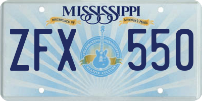 MS license plate ZFX550