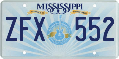 MS license plate ZFX552