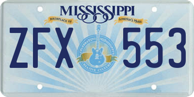MS license plate ZFX553