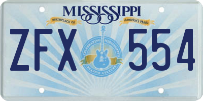 MS license plate ZFX554