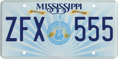 MS license plate ZFX555